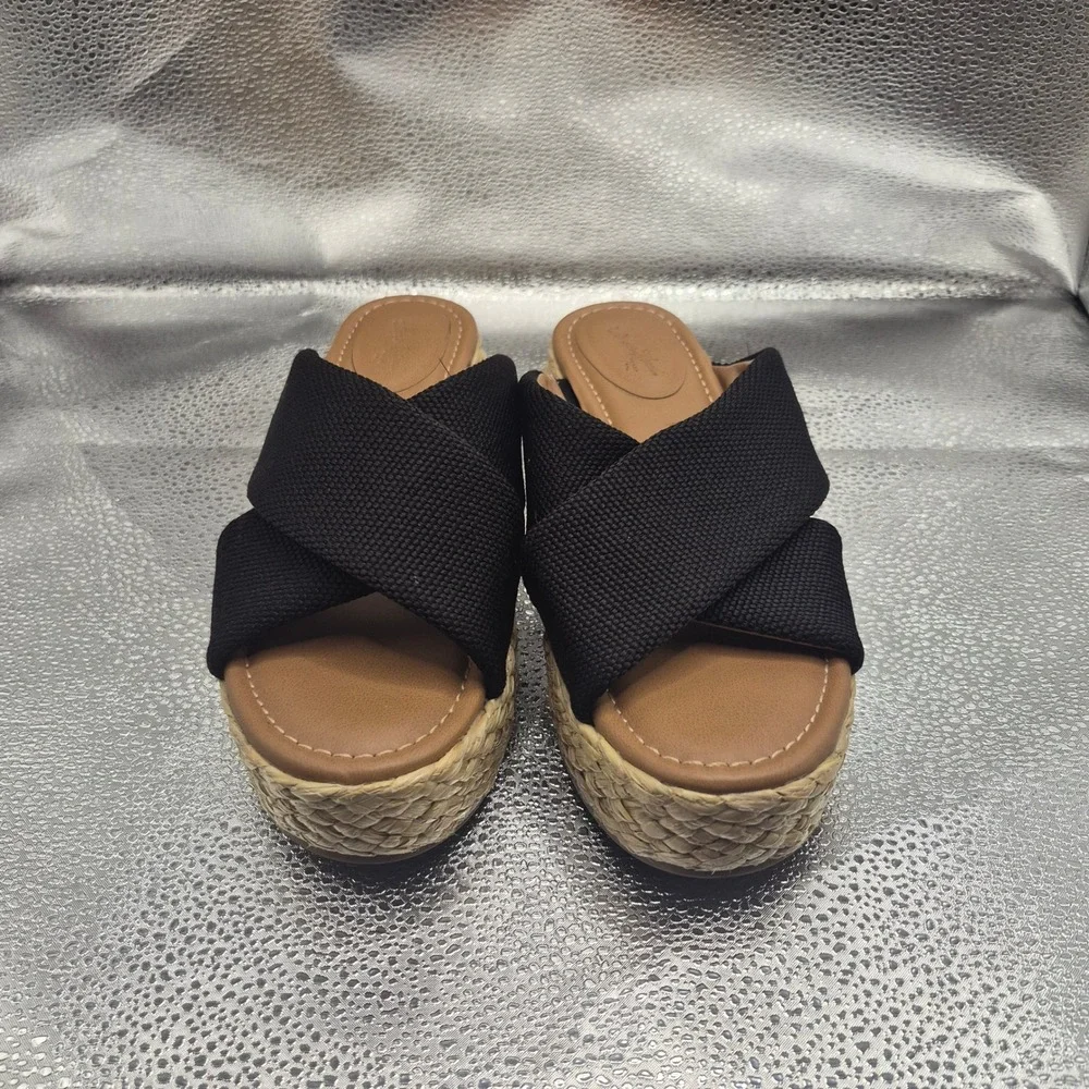 Universal Thread Black Crisscross Espadrille Platform Sandals Womens 7.5
